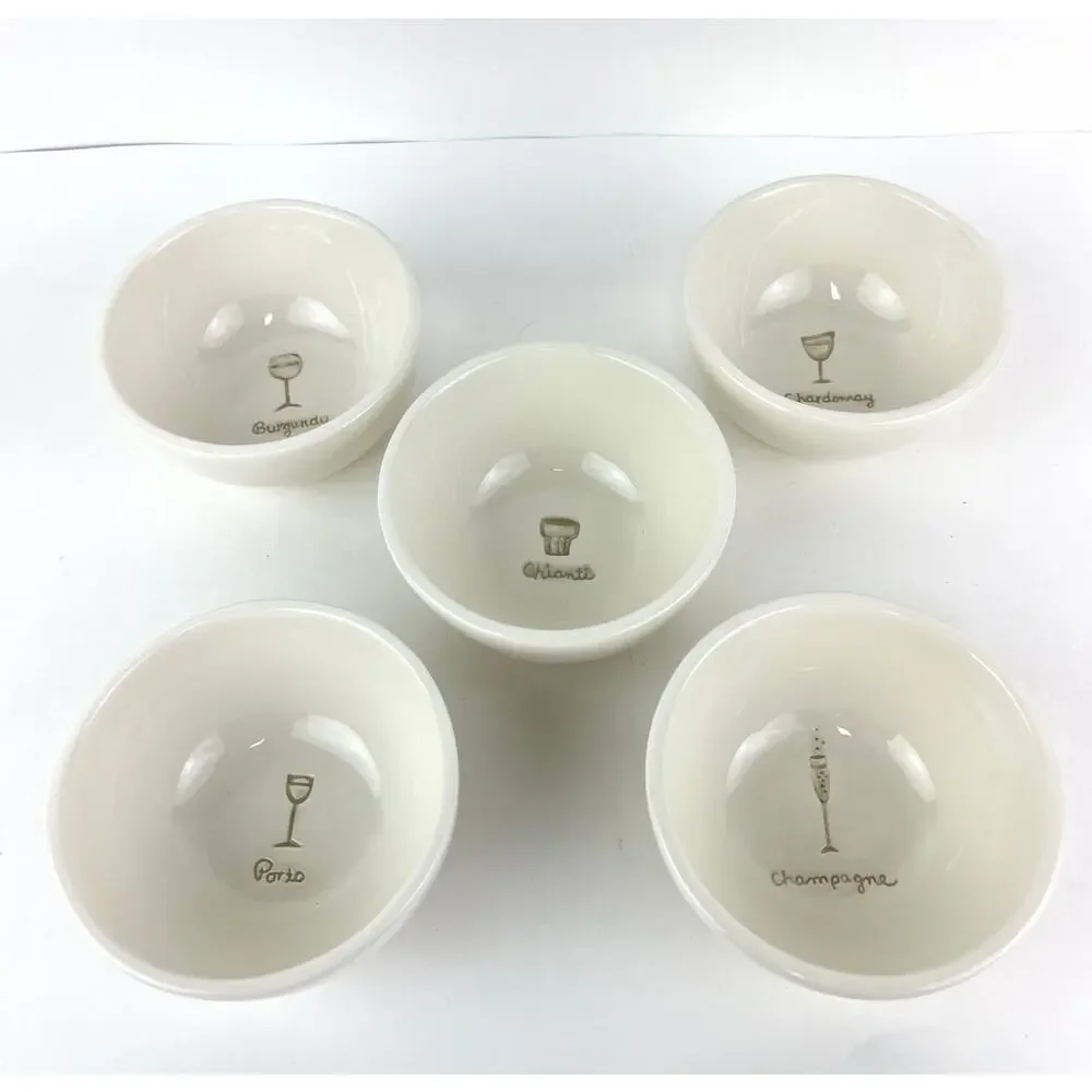 Set of 5 Williams Sonoma Wine & Cheese Series Dipping Bowls